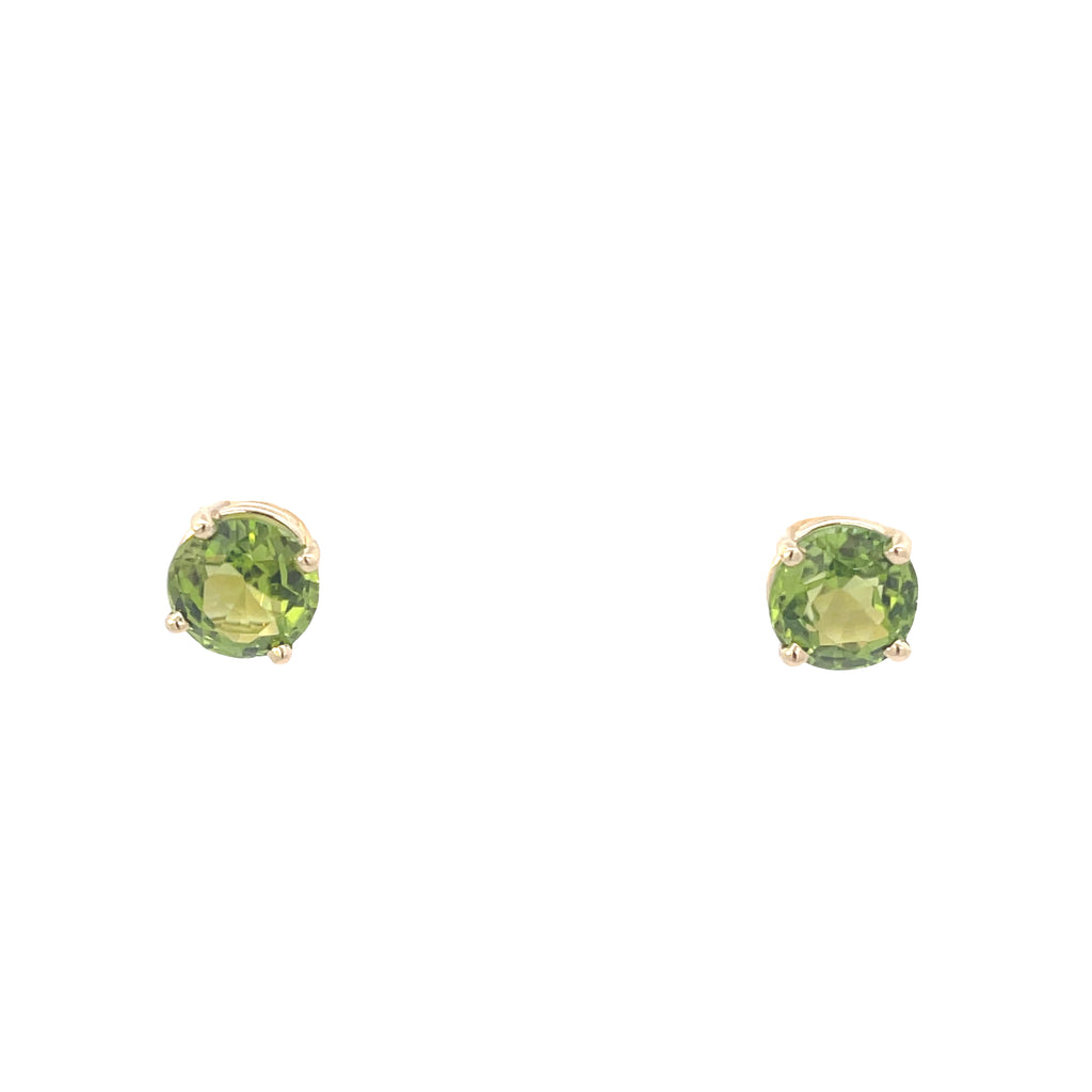 14K YELLOW GOLD 4.80CT PERIDOT 9.25MM ROUND STUD EARRINGS