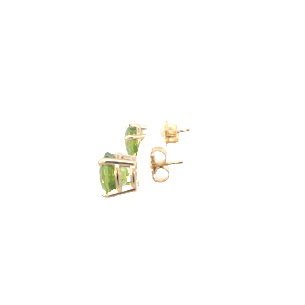 14K YELLOW GOLD 4.80CT PERIDOT 9.25MM ROUND STUD EARRINGS