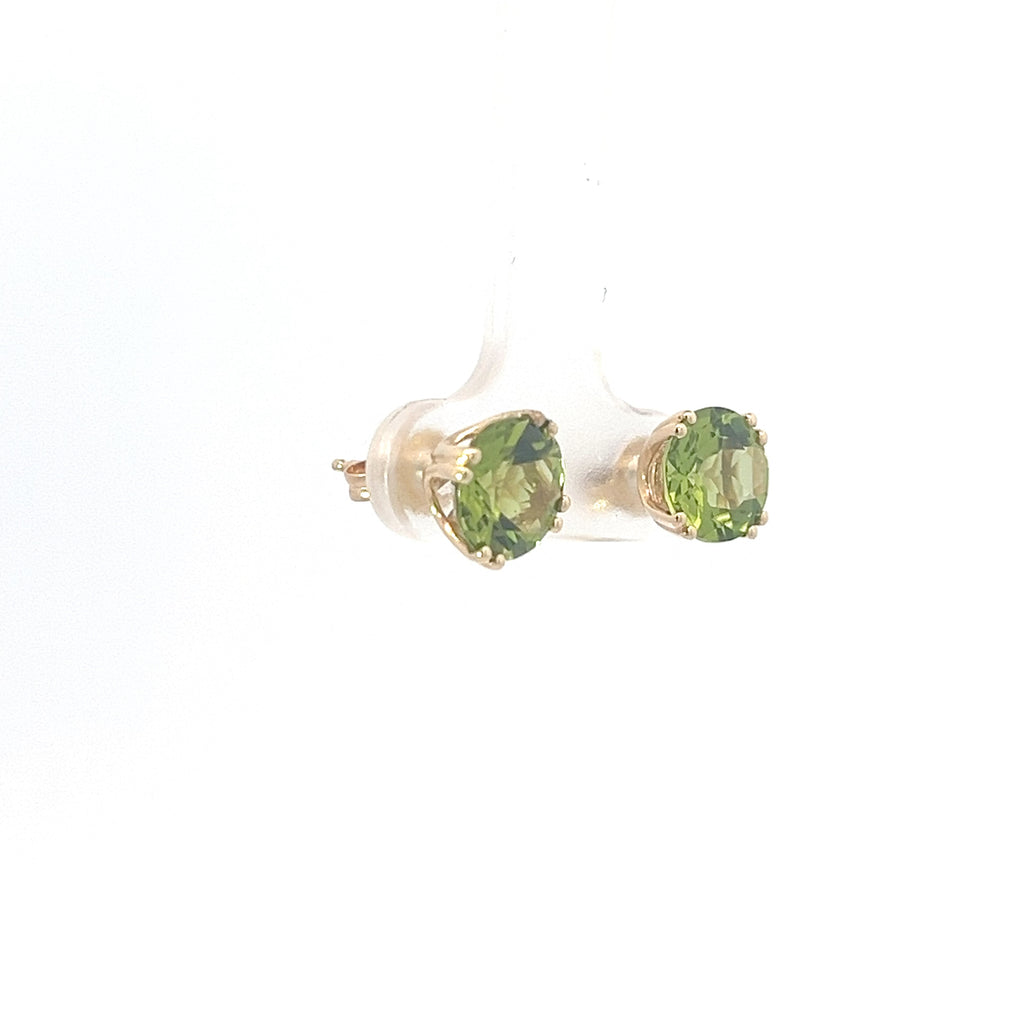14K YELLOW GOLD 4.80CT PERIDOT 9.25MM ROUND STUD EARRINGS