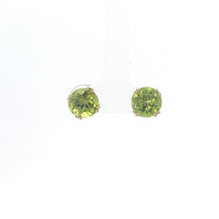 14K YELLOW GOLD 4.80CT PERIDOT 9.25MM ROUND STUD EARRINGS