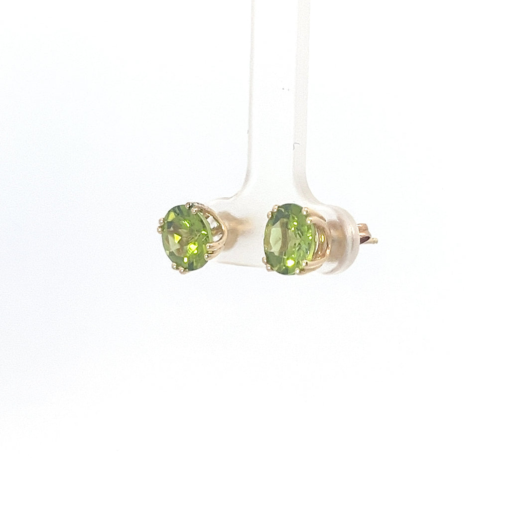 14K YELLOW GOLD 4.80CT PERIDOT 9.25MM ROUND STUD EARRINGS