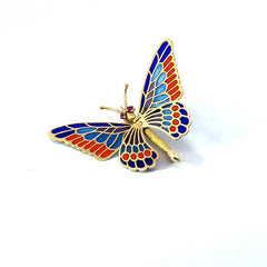 18k Yellow Gold Victorian Enamel and Brooch Cut 1 3/4 x1"  6.20 gram