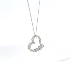 14k White Gold .50ct H SI1 Round Diamond Journey Heart Pendant