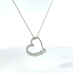 14k White Gold .50ct H SI1 Round Diamond Journey Heart Pendant