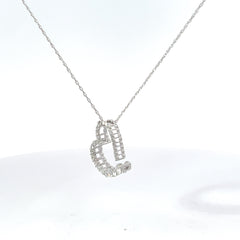 14k White Gold .50ct H SI1 Round Diamond Journey Heart Pendant