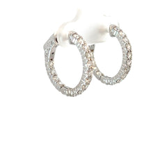 14k White Gold 1.50ct G VS2 Round Diamond Inside /Out Hoop Earrings