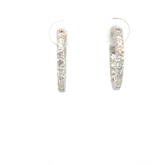 14k White Gold 1.50ct G VS2 Round Diamond Inside /Out Hoop Earrings