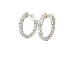 14k White Gold 1.50ct G VS2 Round Diamond Inside /Out Hoop Earrings