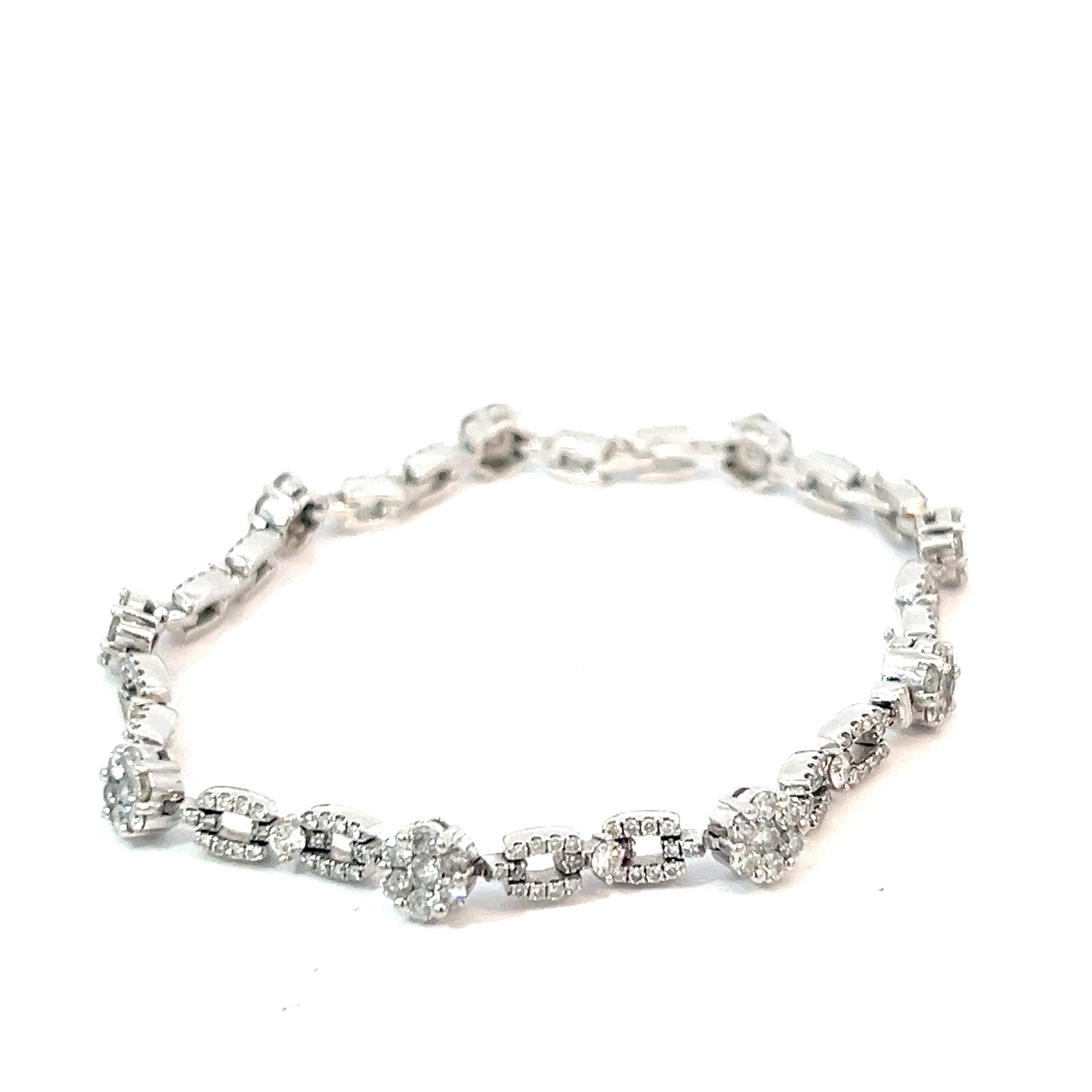 18k White Gold 3.00ct G VS2 Round Diamond Link Bracelet