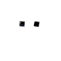 14k White Gold Onyx Princess Cut Stud Earring