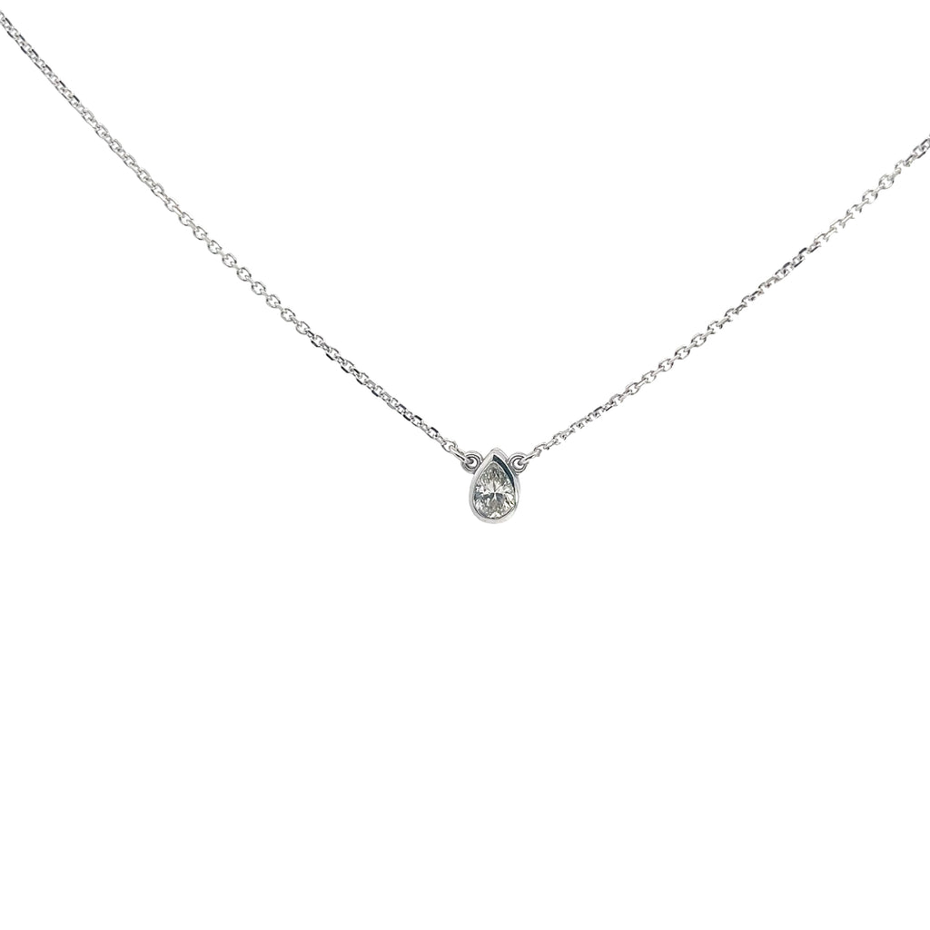 14k White Gold .25ct H I SI1 Pear Shaped Diamond Solitaire Pendant