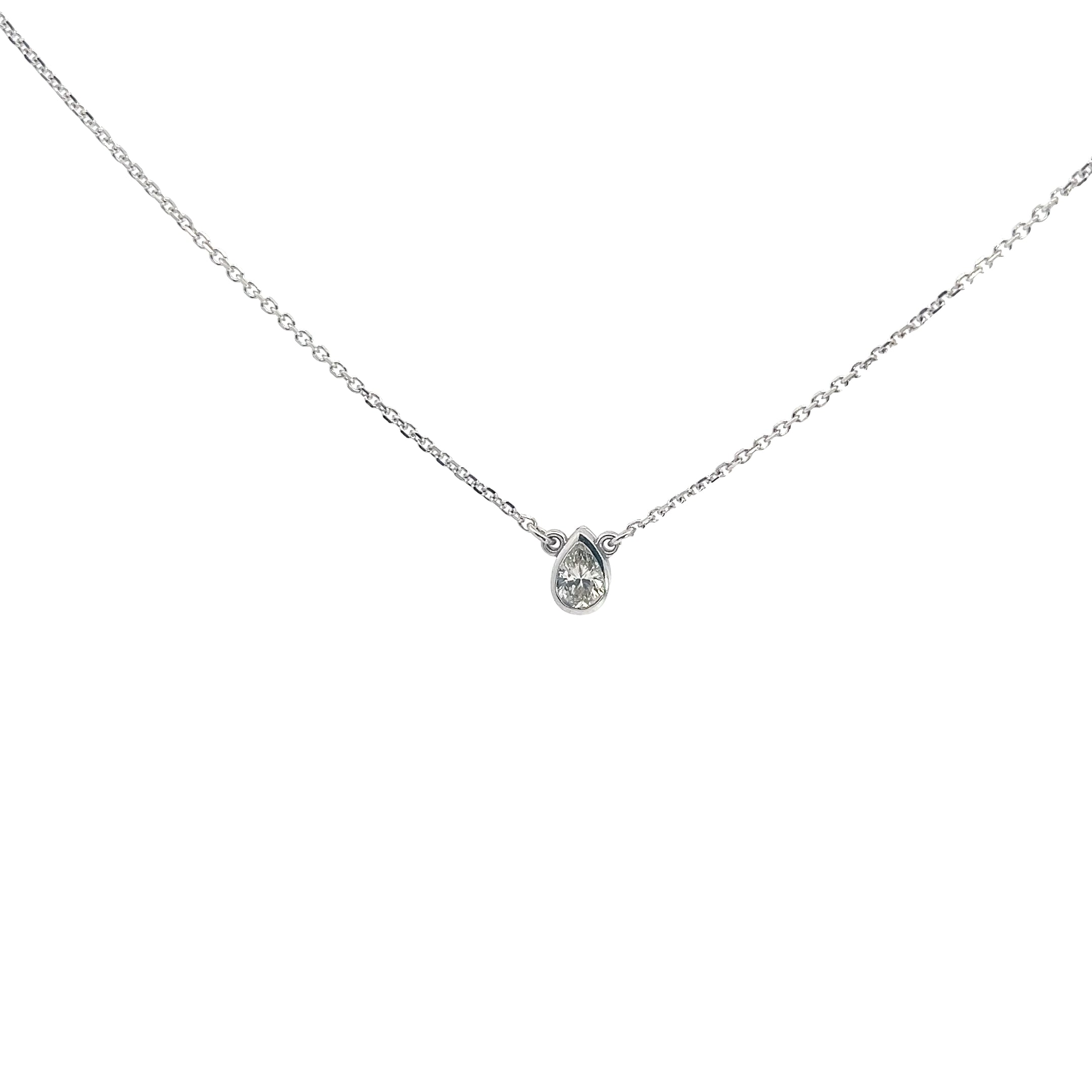 14k White Gold .25ct H I SI1 Pear Shaped Diamond Solitaire Pendant
