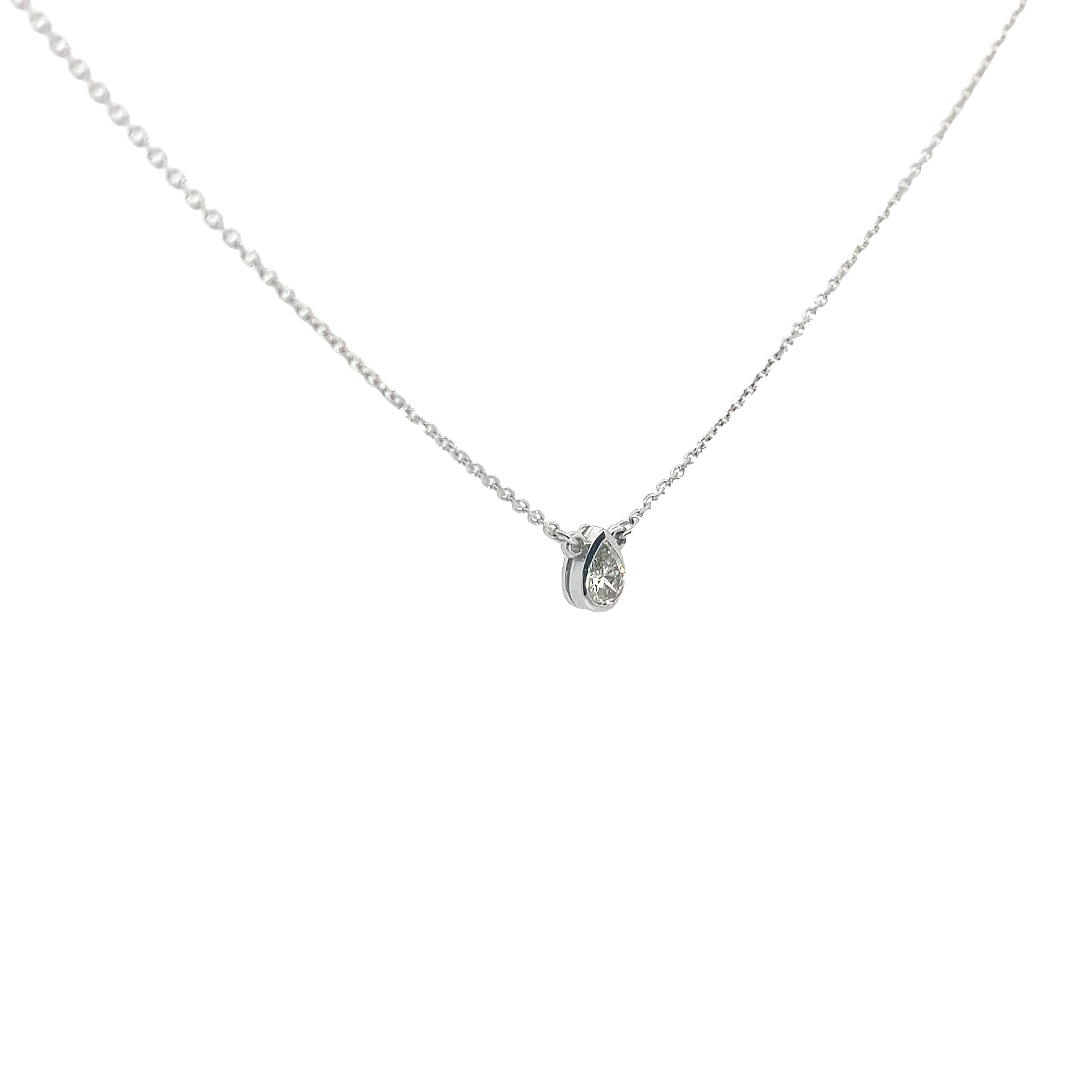 14k White Gold .25ct H I SI1 Pear Shaped Diamond Solitaire Pendant