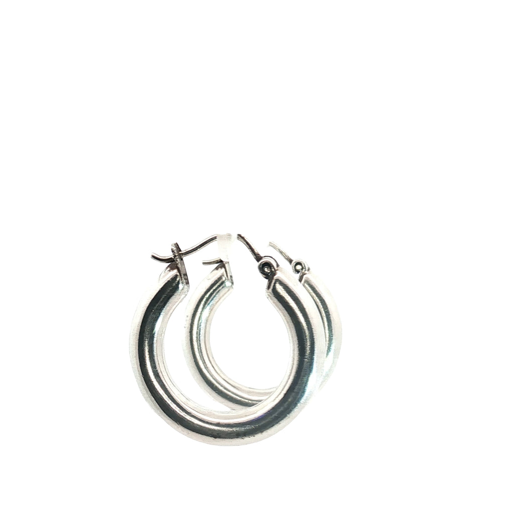Sterling Silver Round Tube Hoop Earring 10 gram 6.5mm 1"inch
