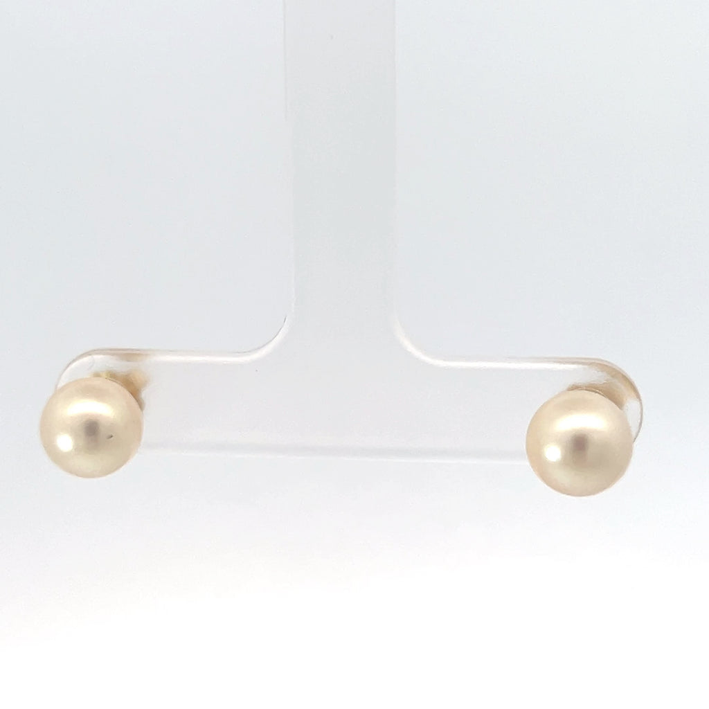 14k Yellow Gold Pearl Stud Earrings