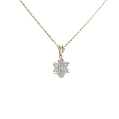 14k Two Tone 1.00ct G/H SI1 Round Diamond Flower Pendant