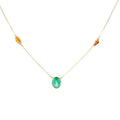 14KY 2CT OVAL COLOMBIAN EMERALD /3.70CT PEAR SHAPE CITRINE NECKLACE