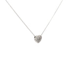 Ladies 14k white gold diamond heart with lock necklace