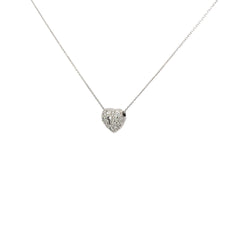 14k White Gold .25ct G VS2 Round Diamond  Pave Heart with Lock Necklace