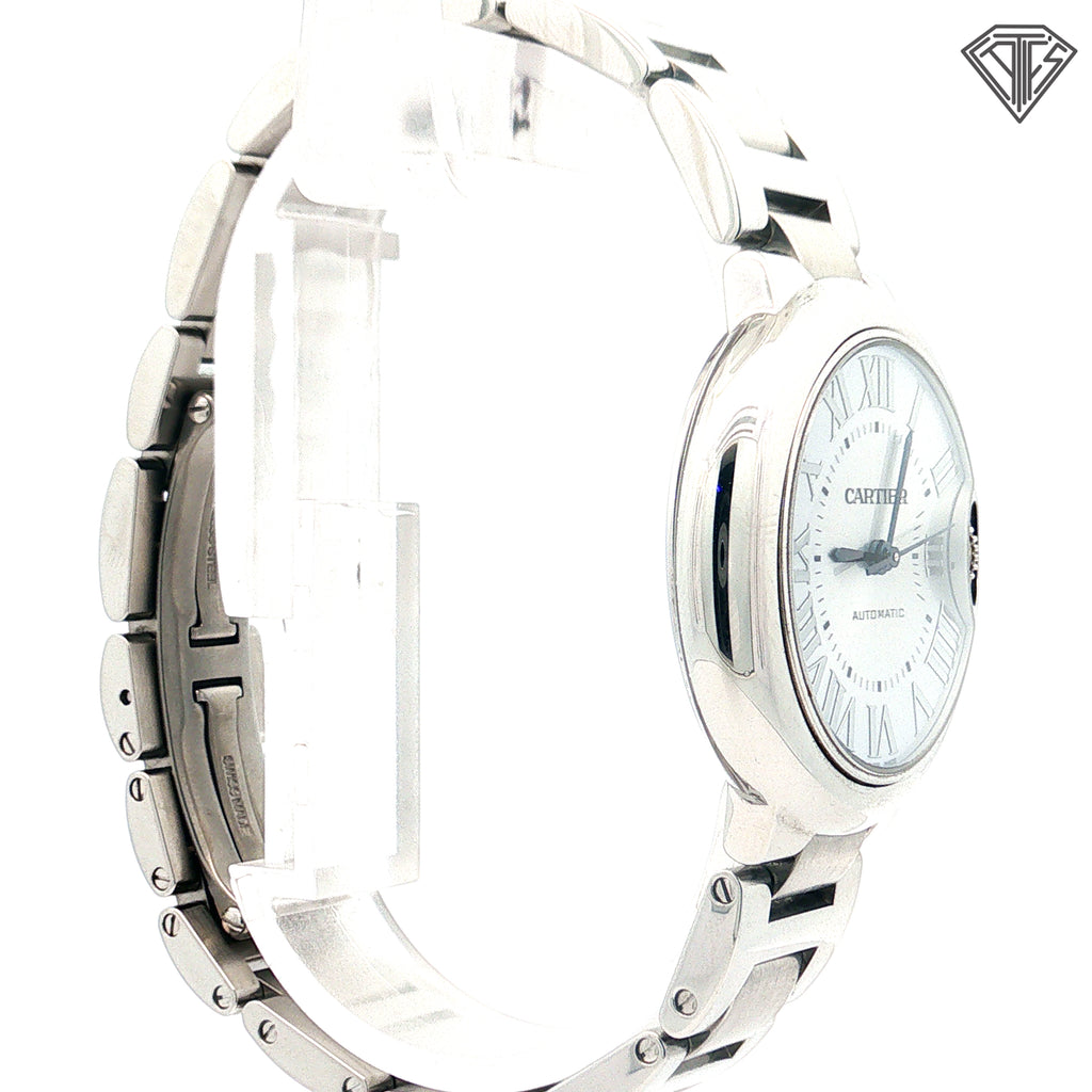 Pre-Loved Cartier Ballon Bleu De Cartier Watch 33mm Mechanical Movement with Automatic Winding/ Stainless Steel Case/ Blue Silvery Dial / Sapphire Crystal Ref# WSBB0062 / with Box and Papers