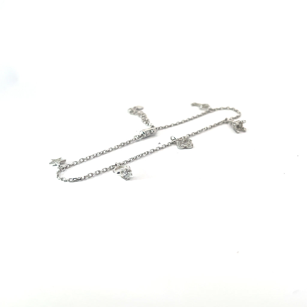 14k White Gold .35ct G SI1 Round Diamond Charm Bracelet