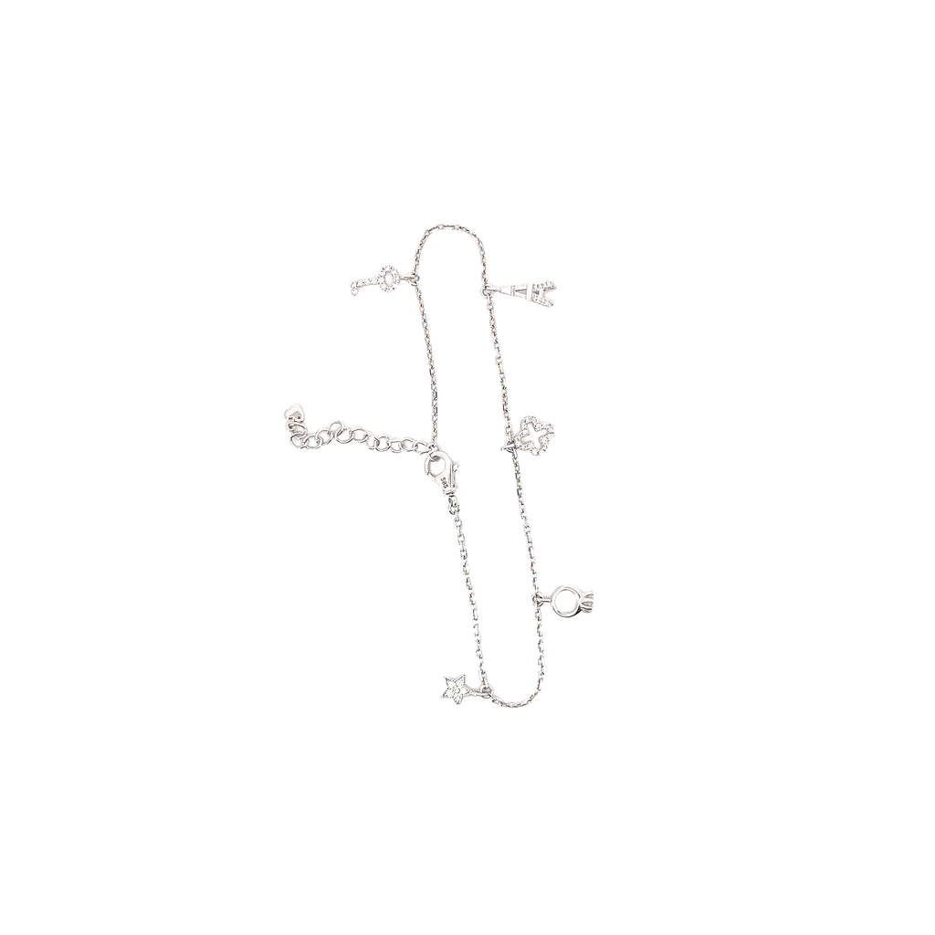 14k White Gold .35ct G SI1 Round Diamond Charm Bracelet
