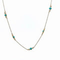 14k Yellow Gold .25ct G VS2 Round Diamond / .40ct Bead Turquoise Necklace 16"inch