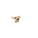 14k Yellow Gold 1.63ct F VS1 Baguette Diamond and .77ct Round Burma Ruby Ring Certified By GIA # 2205220757