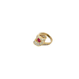 14k Yellow Gold 1.63ct F VS1 Baguette Diamond and .77ct Round Burma Ruby Ring Certified By GIA # 2205220757