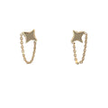 14k Yellow Gold Star and Chain Drape Baby Earrings