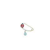 Baby 14k yellow gold Lady Bug and Evil Eye diaper PIn