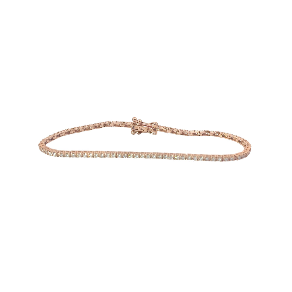 14k Rose Gold 1.01ct G VS2 Round Diamond Tennis Bracelet