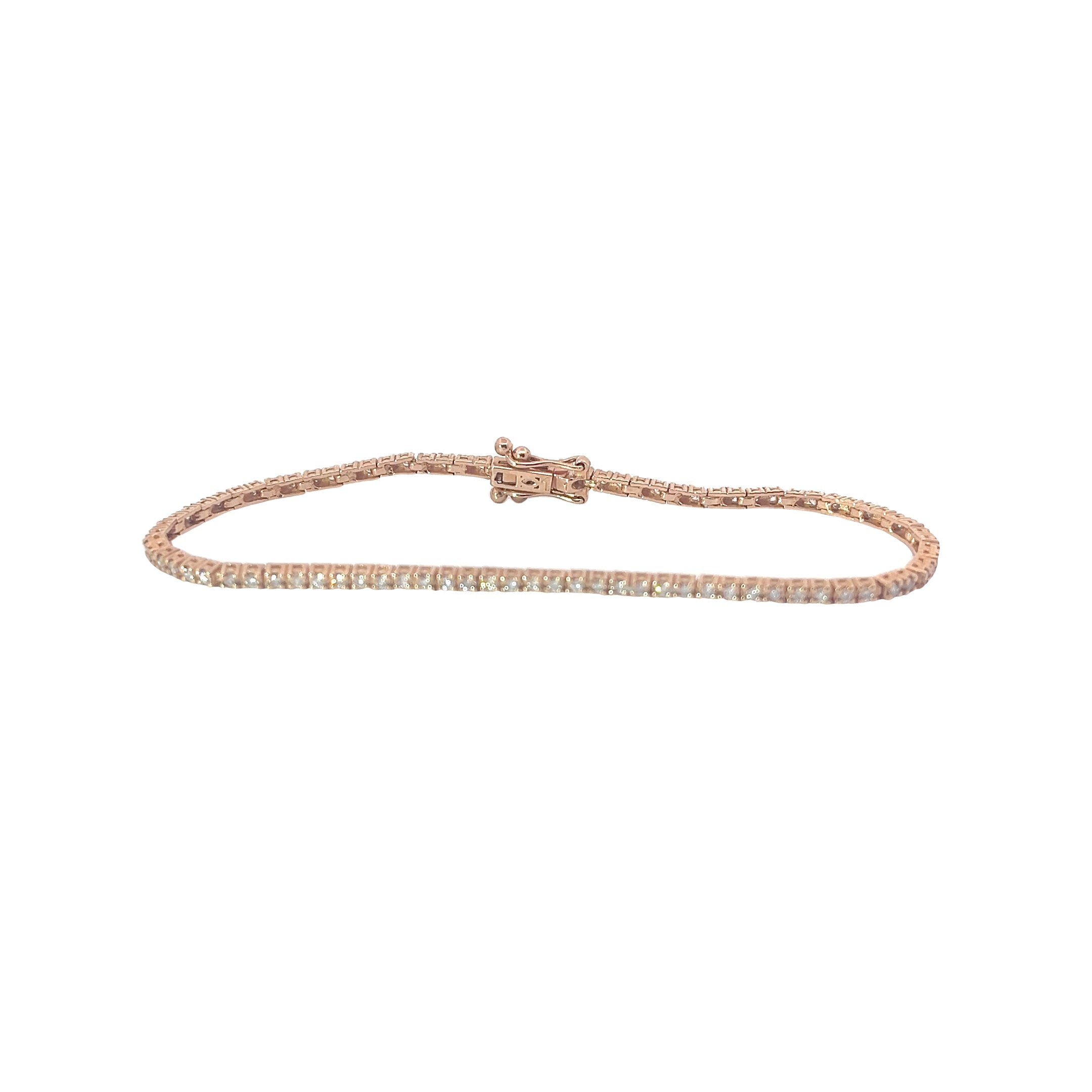 14k Rose Gold 1.01ct G VS2 Round Diamond Tennis Bracelet