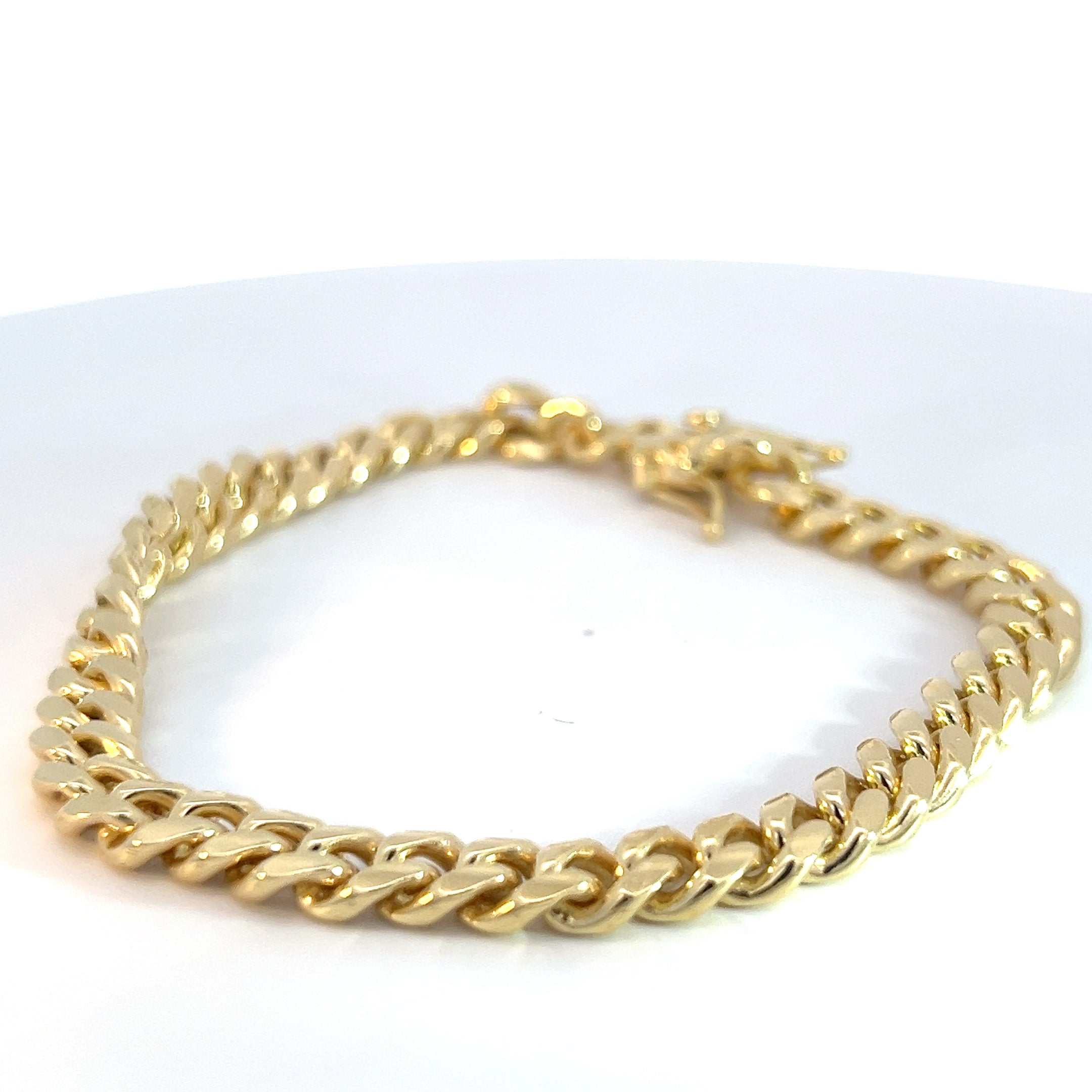 14k Yellow Gold 32.9 Gram Domed Curb Link Bracelet 8" inch