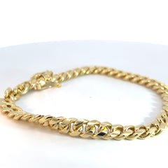 14k Yellow Gold 32.9 Gram Domed Curb Link Bracelet 8" inch