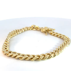 14k Yellow Gold 32.9 Gram Domed Curb Link Bracelet 8" inch