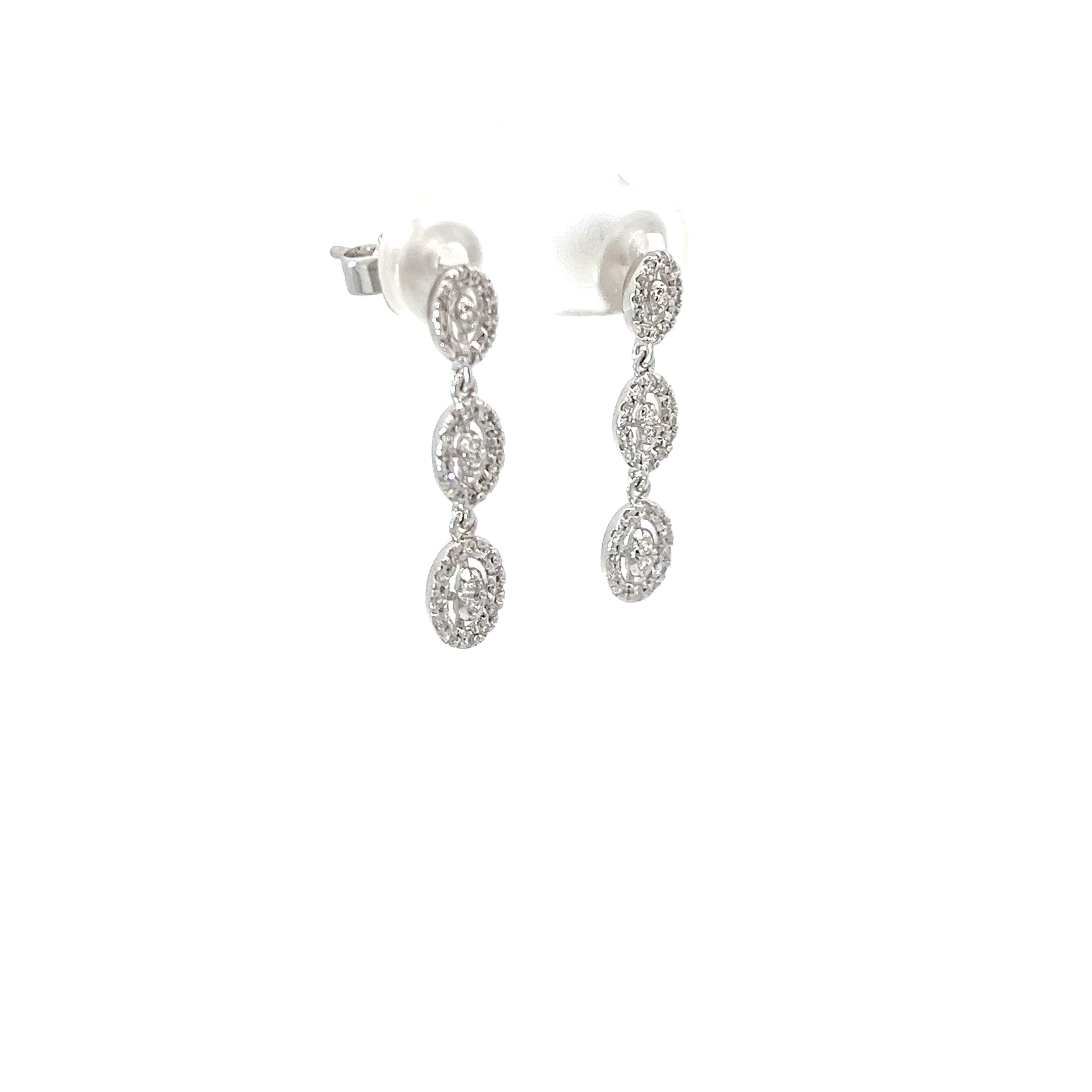 18k White Gold .50ct G VS2 Round Diamond Dangle Earrings