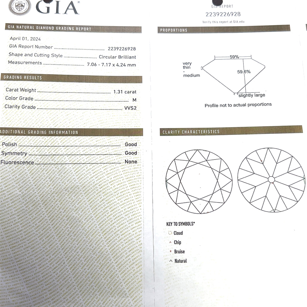 14k Yellow Gold 1.31 VVS2 Round Center Diamond /.25ct G SI1 Round Diamond Engagement Ring Size 6.5 Certified By Gia# 2239226928