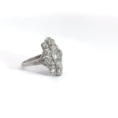 Platinum .75ct E VS2 Round Diamond Deco Vintage Ring