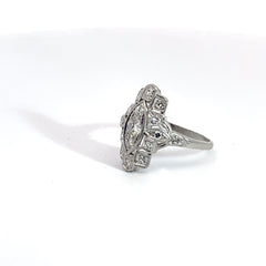 Platinum .75ct E VS2 Round Diamond Deco Vintage Ring