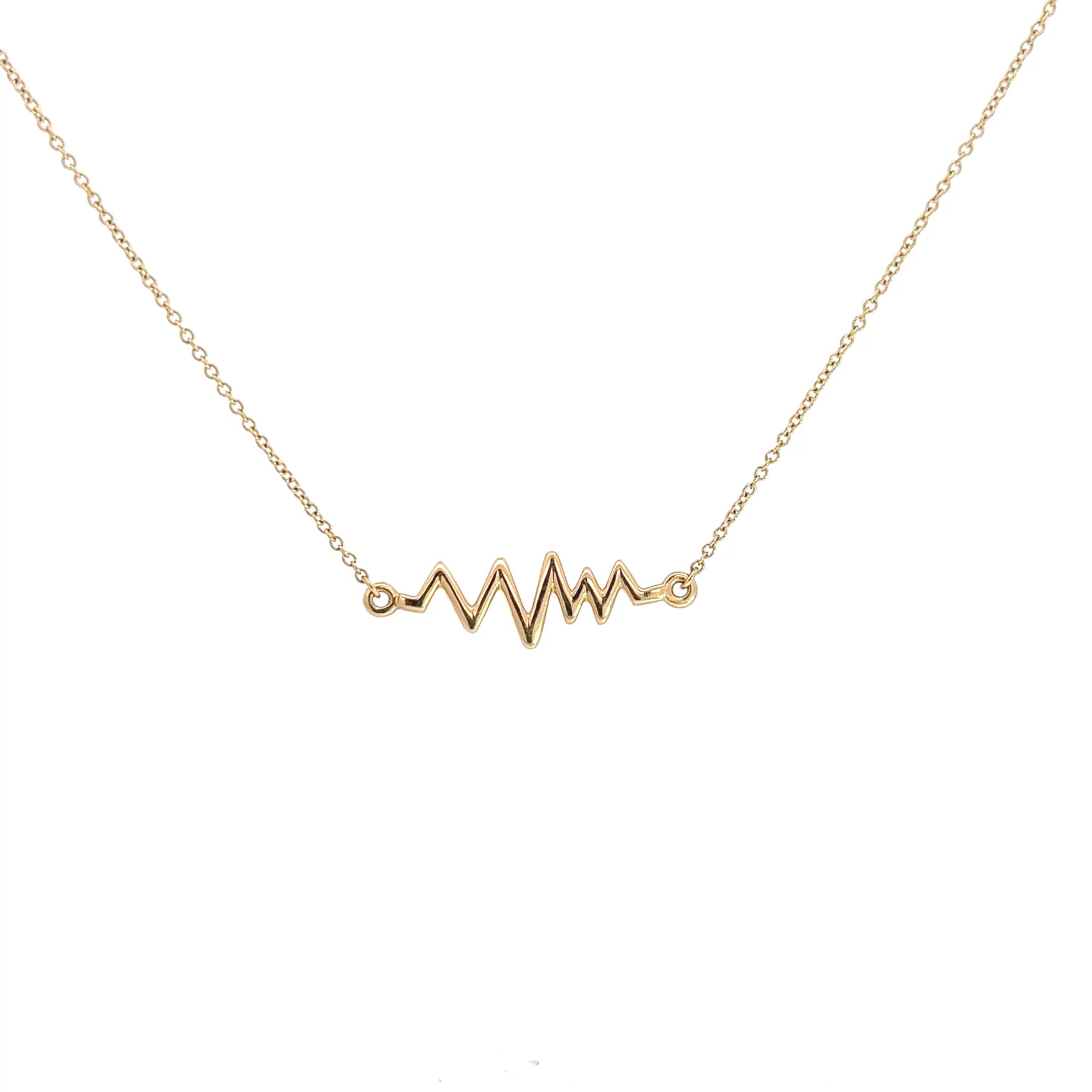 14k Yellow Gold 2 Grams Heartbeat Necklace