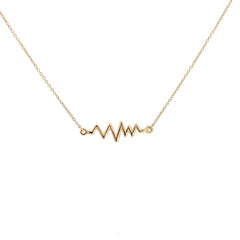 14k Yellow Gold 2 Grams Heartbeat Necklace