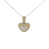 Ladies 14k white gold Yellow Sapphire and Diamond Heart necklace
