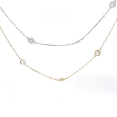 14k White / Yellow Gold 2.42ct G/H VS2 / SI1 Round Diamond by the Yard Necklace