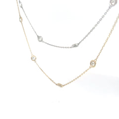 14k White / Yellow Gold 2.42ct G/H VS2 / SI1 Round Diamond by the Yard Necklace
