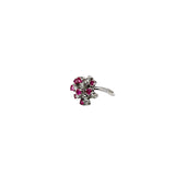 18k white gold Vintage 1.20ct Ruby and .40 G SI1 Round Diamond ring