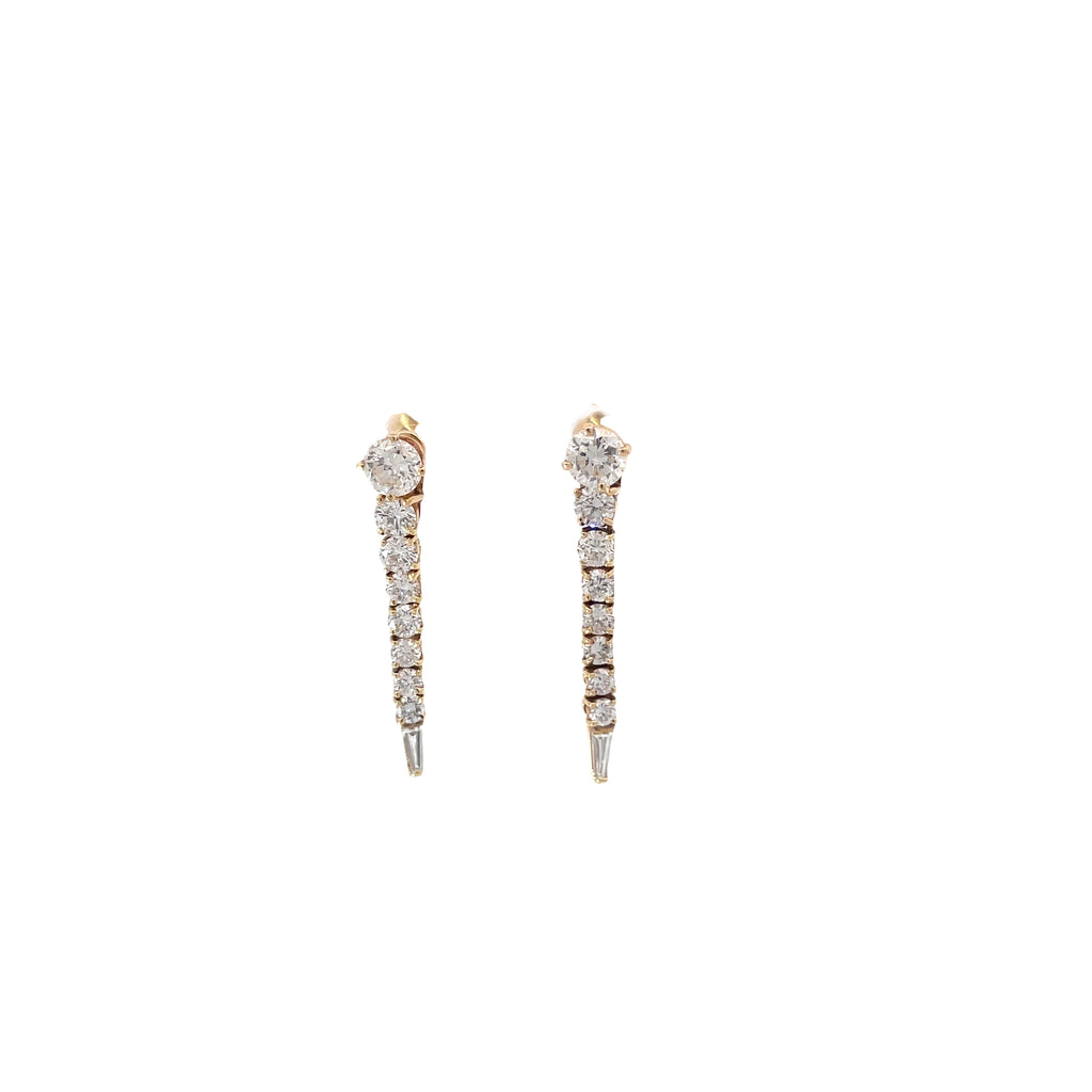 18k White Gold 2.00ct F VS2 Round/ Baguette Total Weight Diamond Jacket Earrings