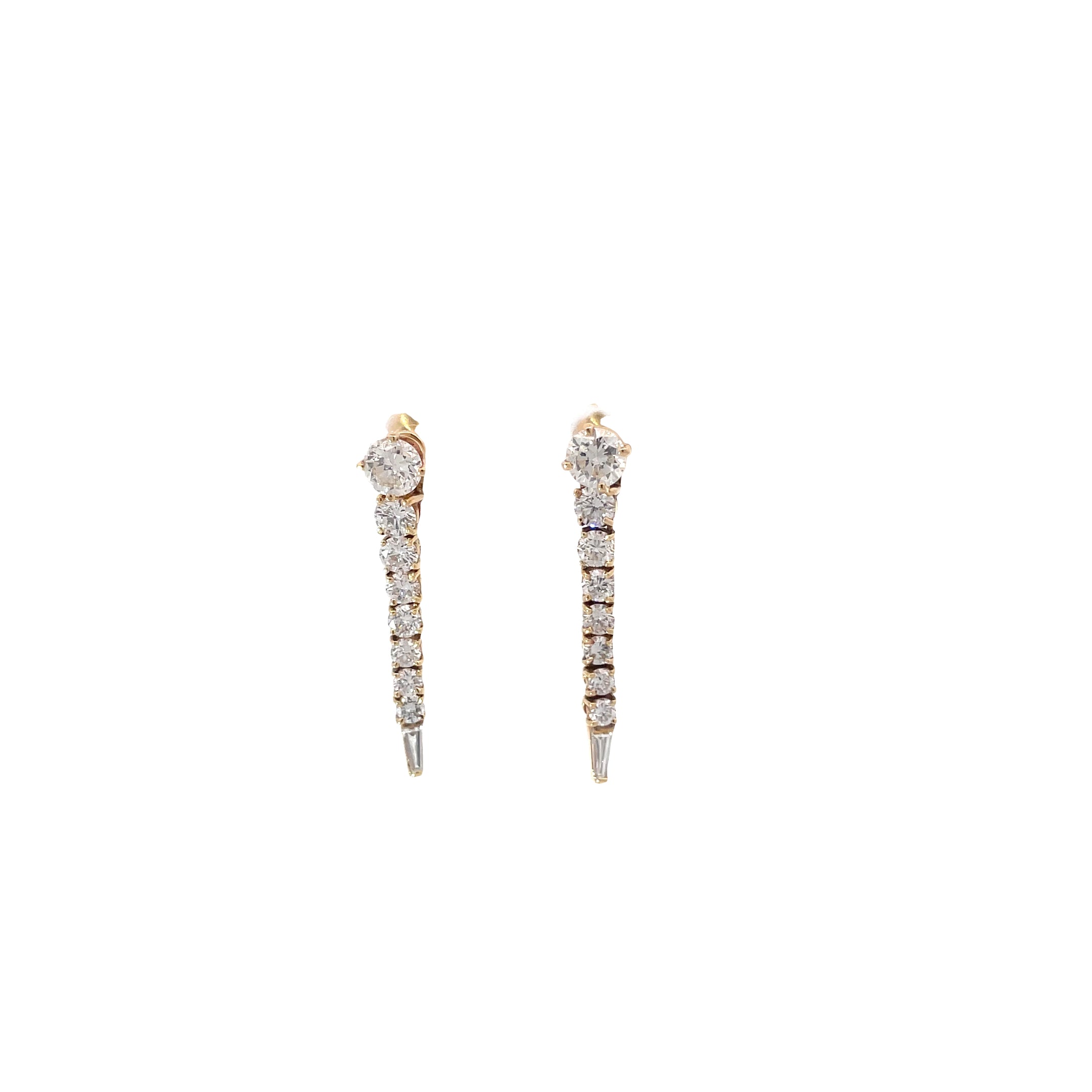 18k White Gold 2.00ct F VS2 Round/ Baguette Total Weight Diamond Jacket Earrings