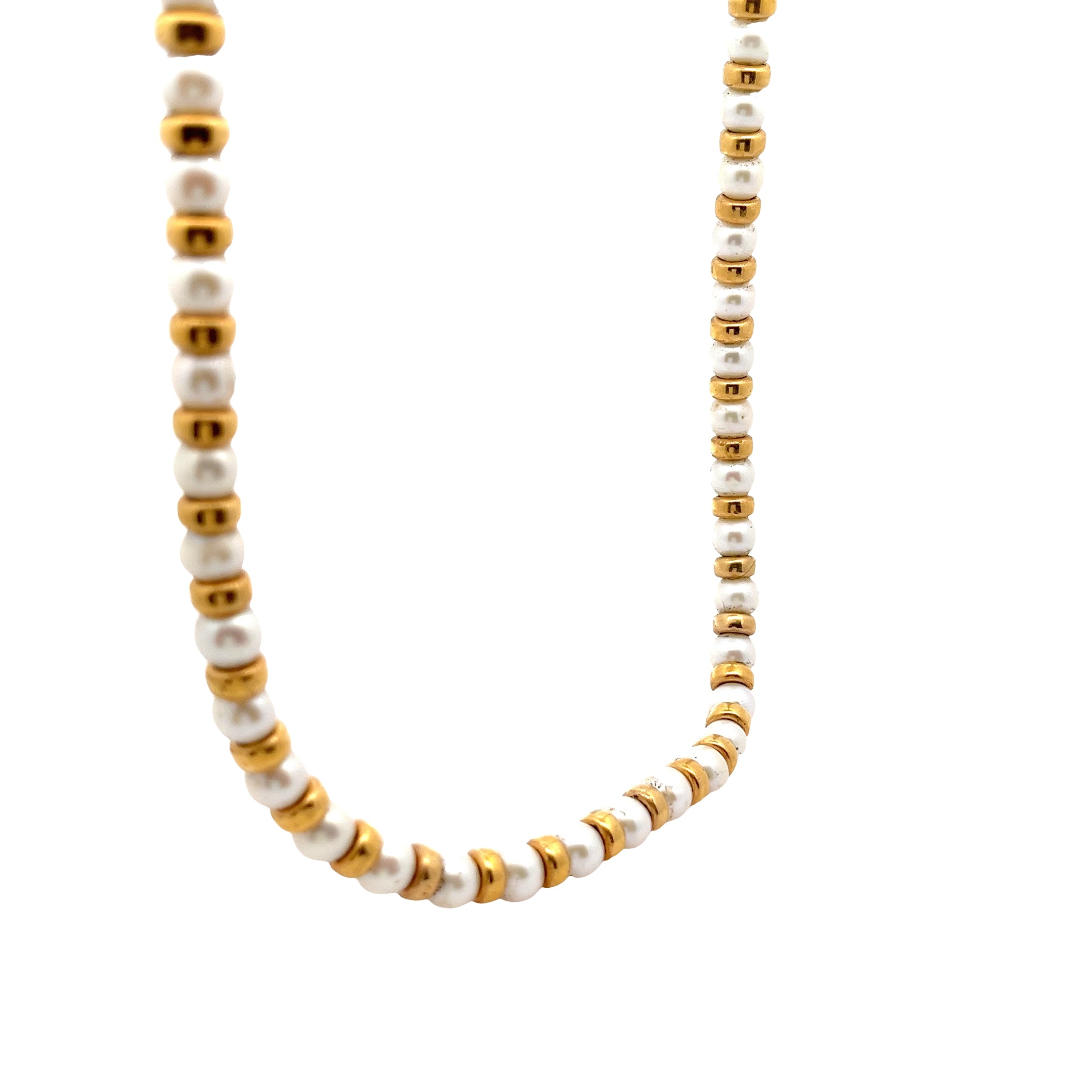 18k Yellow Gold Pearl and Bead Choker necklace