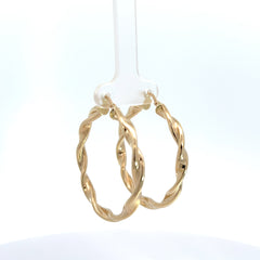 14k Yellow Gold Polished Twist Hoop Earrings